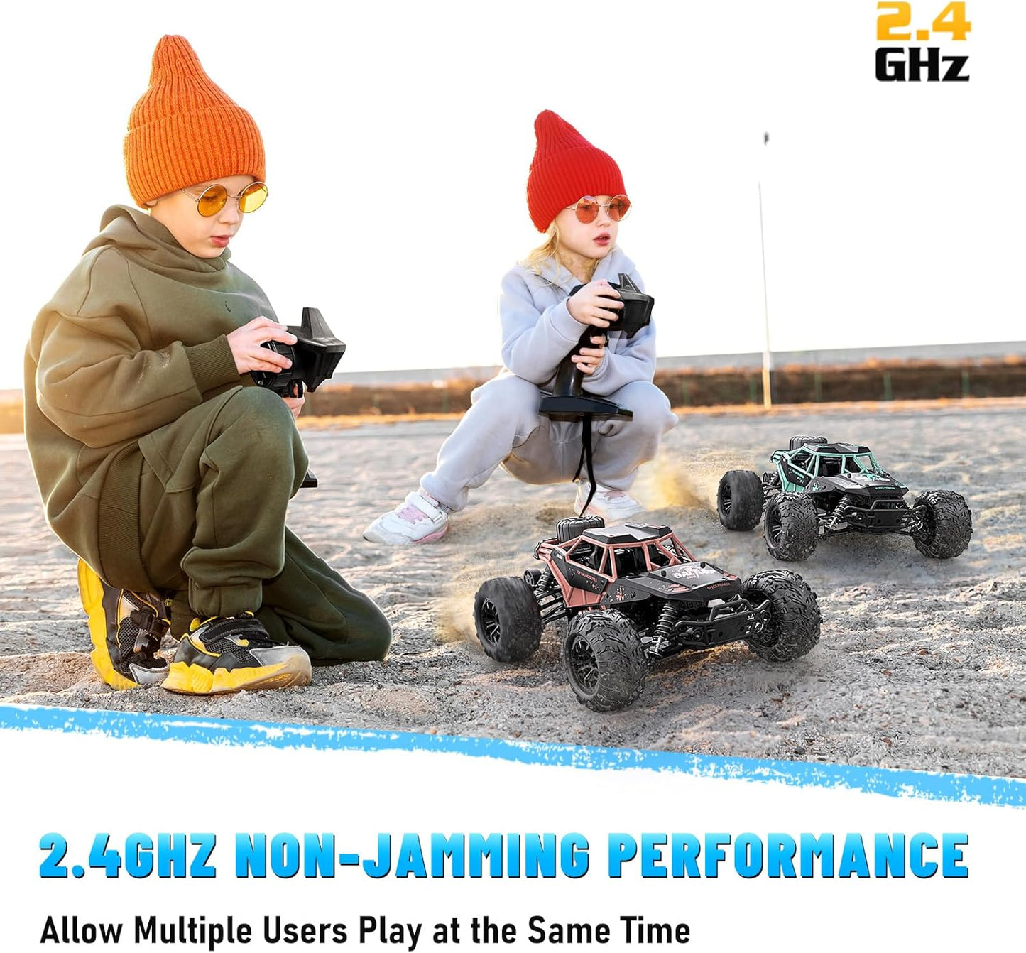 Remote Control Car RC Truck : 1/16 Scale Off Road RC Car 40km/h High Speed All Terrain 4x4 Drift RC Car with 2.4GHz Remote Control Two Rechargeable Batteries Gift for Kids and Adults